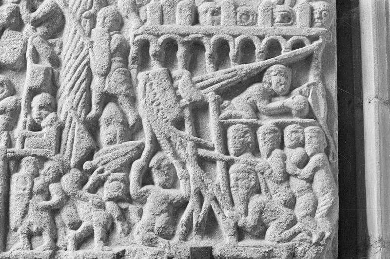 Bas-relief : Le siège de Toulouse, détail de la partie inférieure droite