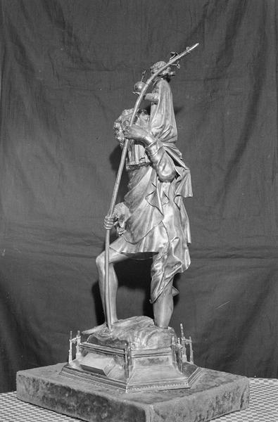 Statuette-reliquaire : saint Christophe, de trois quarts gauche