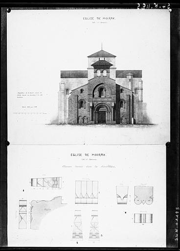 Projet de restitution de la façade ouest et dessin des claveaux trouvés dans les démolitions