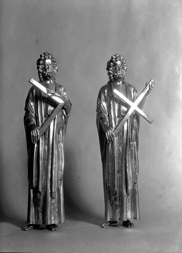 Châsse de saint Romain : statuettes de deux apôtres, face, état après restauration