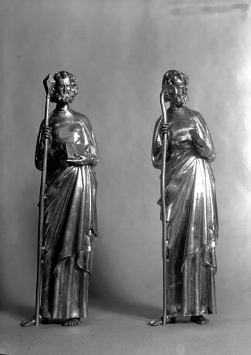 Châsse de saint Romain : statuettes de deux apôtres, face, état après restauration