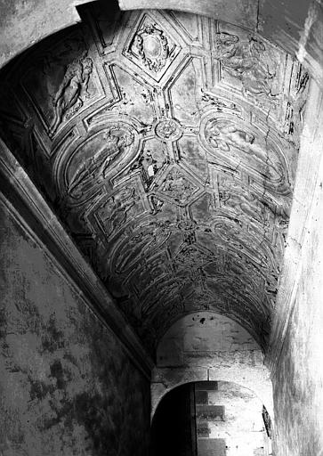 Intérieur, escalier : plafond décoré d'une volée, époque Renaissance