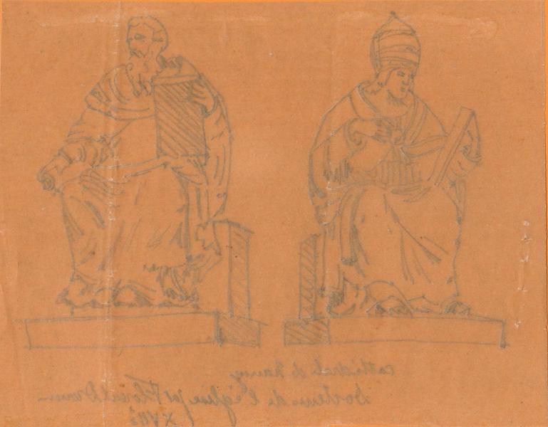 statues (grandeur nature) : docteurs de l'église (Les), dessin, vue générale