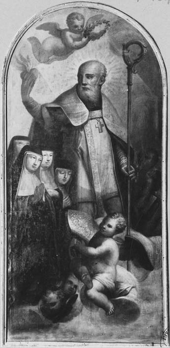 Tableau : Apothéose de Saint Augustin et quatre religieuses de la congrégation de Notre-Dame