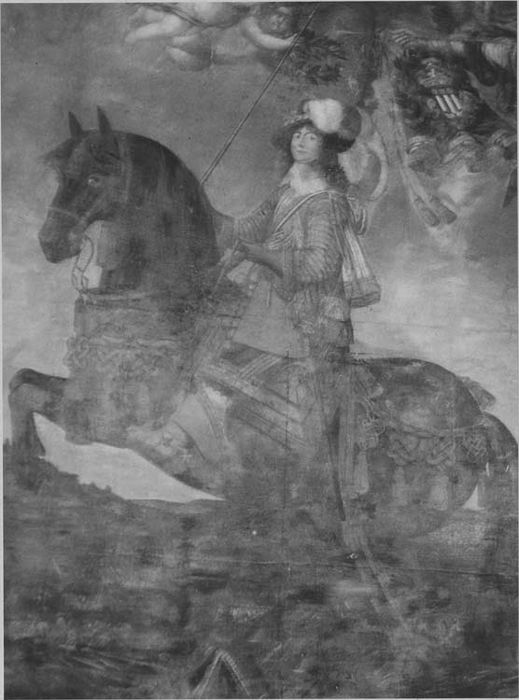 tableau : Madame de Saint-Balmont à cheval, vue partielle