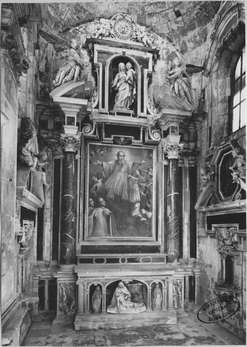 autel retable de saint Pierre-Fourier, tableaux : Sainte Catherine, Saint Augustin, l'Apothéose du bienheureux Pierre Fourier