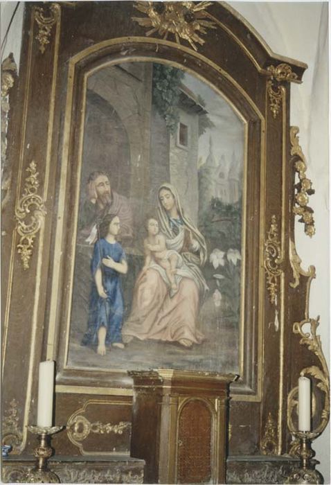 tableau : la Sainte Famille et saint Jean-Baptiste enfant 