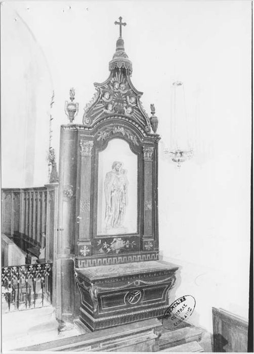 autel latéral, retable, statue : Joseph et l’Enfant