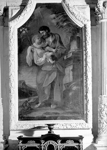 Chapelle nord, peinture centrale du retable : saint Joseph et l'Enfant Jésus