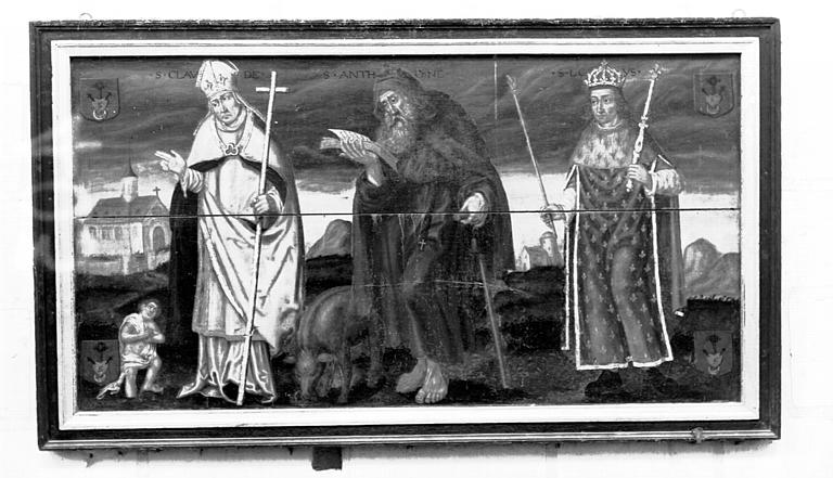 Peinture sur toile, côté sud de la nef : saint Augustin, saint Antoine, saint Louis