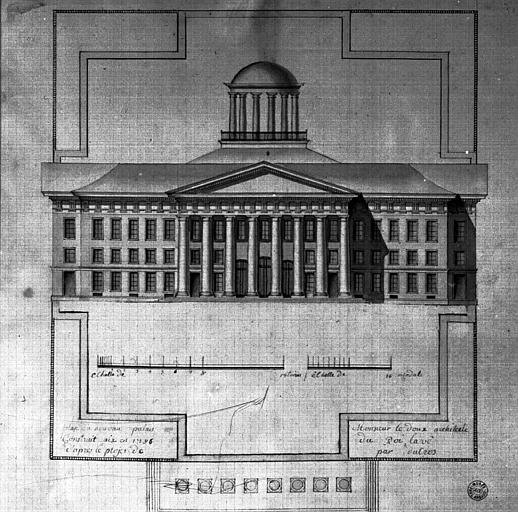 Plan et élévation du nouveau palais deJustice par Ledoux