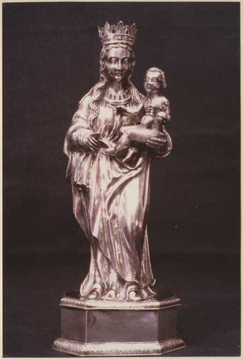 statuette de Vierge à l'Enfant et son socle