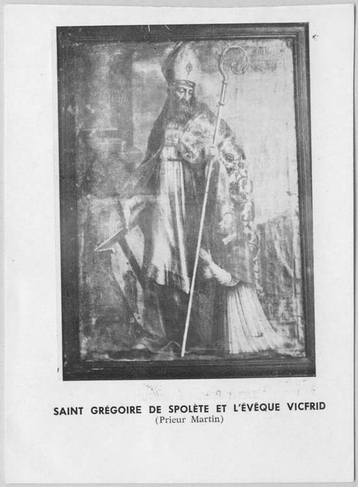 tableau, cadre : Saint Grégoire de Spolète et l’évêque Wicfrid (photocopie numérisée)