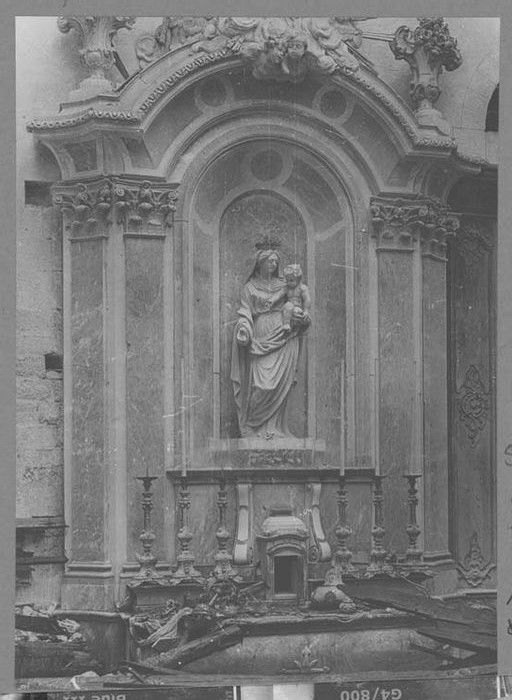 retable, statue : Vierge à l'enfant