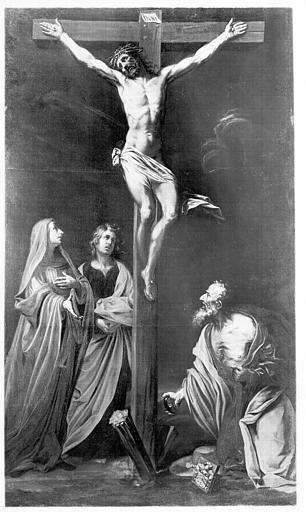 Tableau : Crucifixion avec la Vierge saint Jean et saint Jérôme