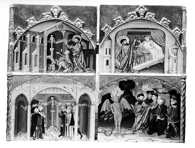 Retable dit de saint André : parties droite et gauche supérieures,  état après restauration