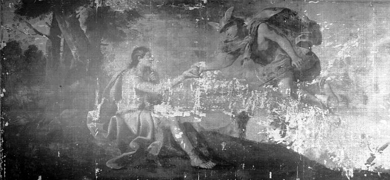 Peinture sur toile : Mercure et Pâris, état avant restauration - © Ministère de la Culture (France), Médiathèque du patrimoine et de la photographie, diffusion GrandPalaisRmn Photo