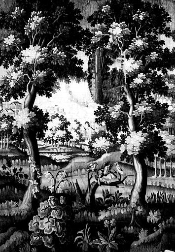 Tapisserie d'Aubusson : verdures, état avant restauration