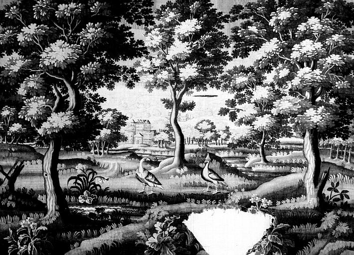 Tapisserie d'Aubusson : verdures, état avant restauration