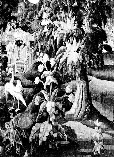 Tapisserie d'Aubusson : verdures, état avant restauration