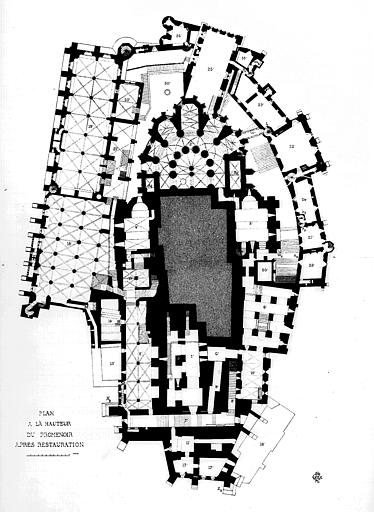 Plan à la hauteur du promenoir,  après restauration