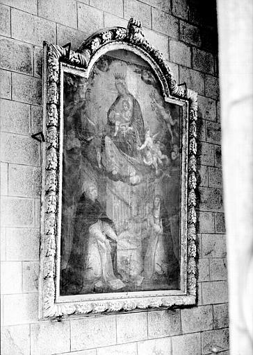 Chapelle, peinture sur toile avec cadre : Vierge du Rosaire avec  saint Dominique et sainte Catherine de Sienne