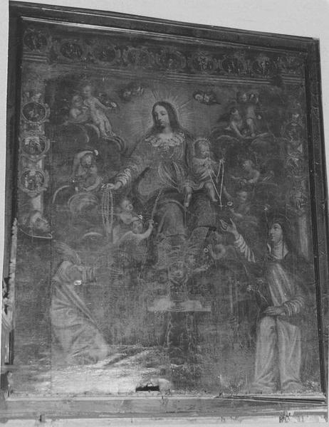 tableau : donation du rosaire à saint Dominique et sainte Catherine de Sienne (la), vue générale