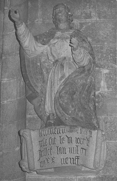 statue, console : personnage agenouillé, vue générale