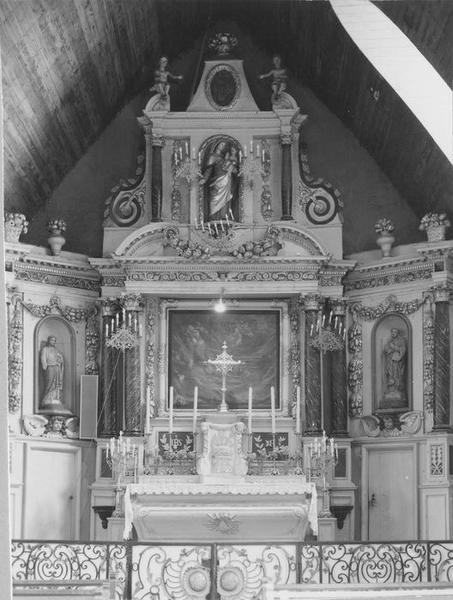 retable, statues (5) : sauveur (le), saints, sainte Anne, saint Joachim, vue générale - © Ministère de la Culture (France), Médiathèque du patrimoine et de la photographie (objets mobiliers), tous droits réservés