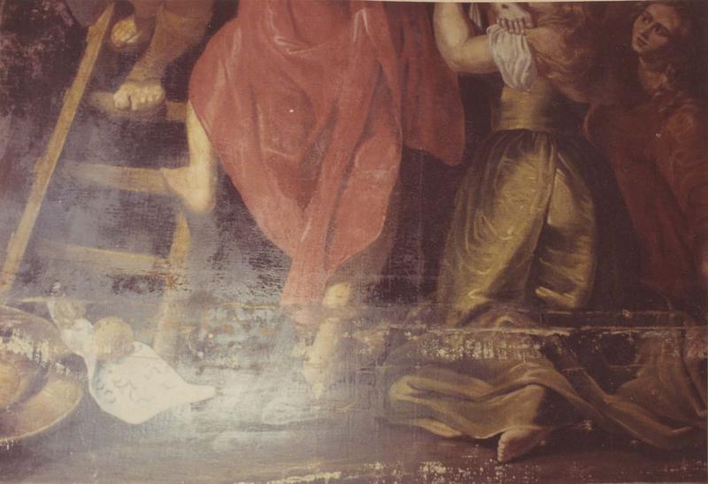 tableau du retable du maître-autel : Descente de croix (la), détail