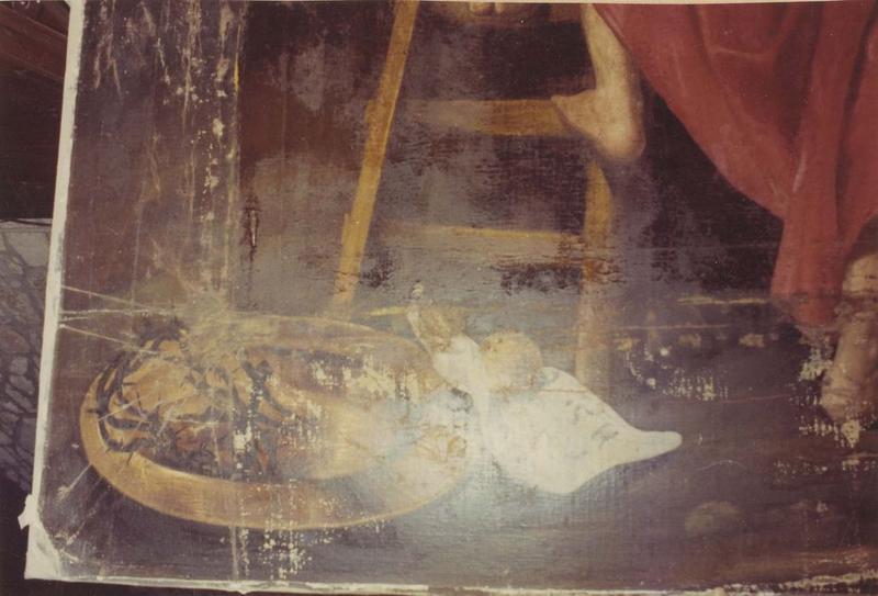 tableau du retable du maître-autel : Descente de croix (la), détail