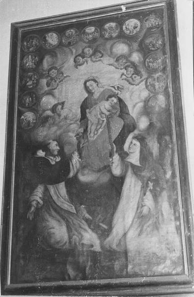 tableau : remise du rosaire à saint Dominique et sainte Catherine de Sienne (la), vue générale