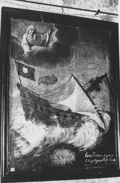 tableau, ex-voto dédié à sainte Anne : bateau Henri Evenou en péril, vue générale