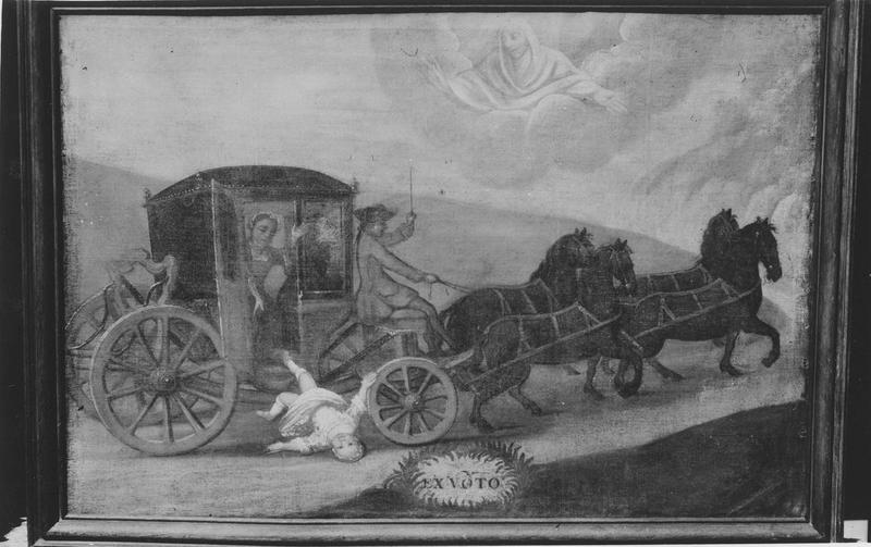 tableau, ex-voto dédié à sainte Anne : enfant tombé d'un carrosse, vue générale
