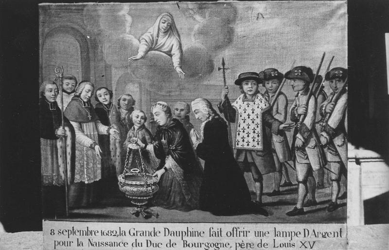 tableau, ex-voto dédié à sainte Anne : naissance du duc de Bourgogne en 1682, vue générale
