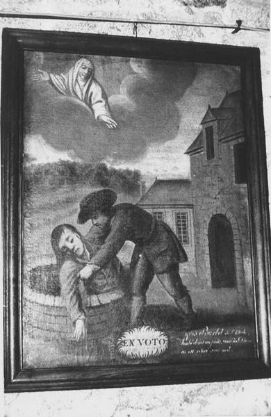 tableau, ex-voto dédié à sainte Anne : Yves Barbel sauvé du puit, vue générale