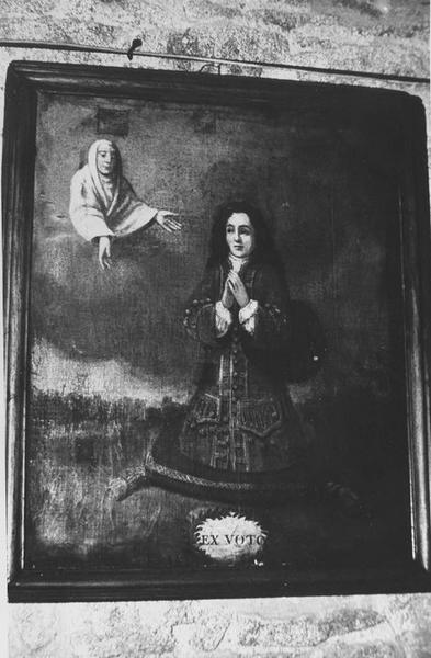 tableau, ex-voto dédié à sainte Anne : jeune noble en pière, vue générale