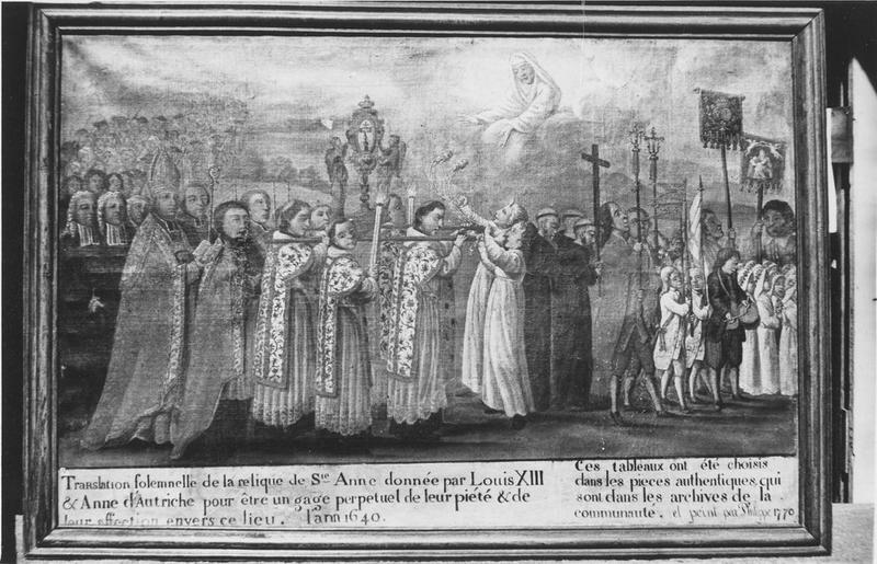 tableau, ex-voto dédié à sainte Anne : Translation solennelle des reliques de sainte Anne en 1640, vue générale