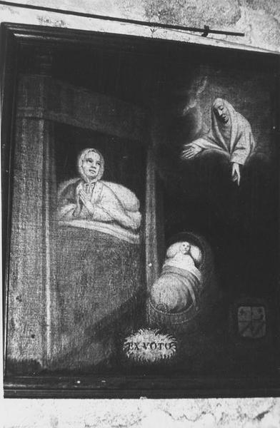 tableau, ex-voto dédié à sainte Anne : Accouchée (l'), vue générale