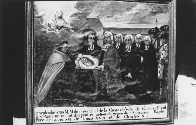 tableau, ex-voto dédié à sainte Anne : Présidial de Vannes en 1729 (le), vue générale