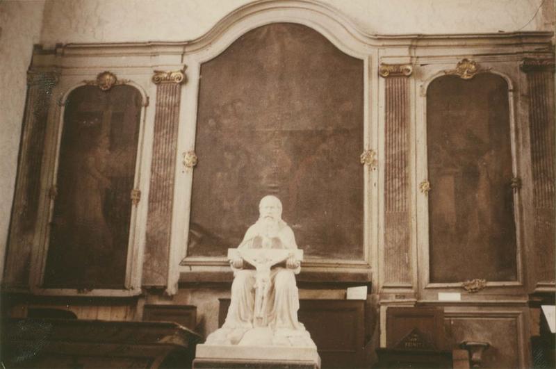 groupe sculpté : Trinité (la) ; ensemble (autel, retable, lambris de revêtement), vue générale - © Ministère de la Culture (France), Médiathèque du patrimoine et de la photographie (objets mobiliers), tous droits réservés