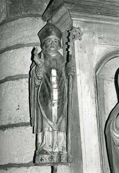 autel et retable du transept sud, tableau : L'Enfant Jésus Sauveur et deux statues (Saint Patern)