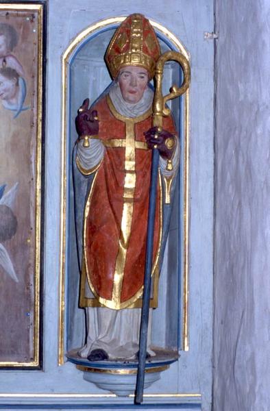 autel et retable du transept sud, tableau : L'Enfant Jésus Sauveur et deux statues (Saint Patern)