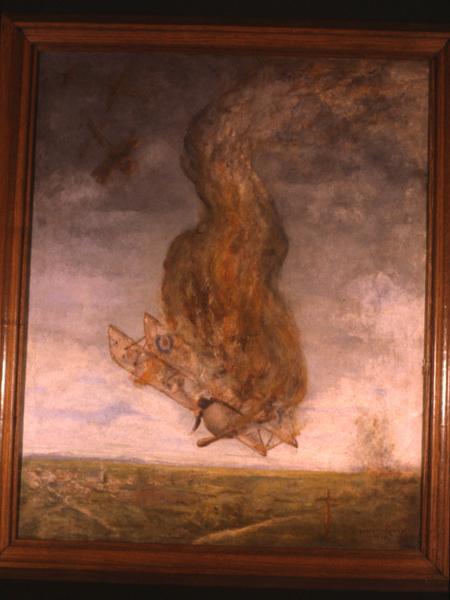 tableau : Chute de l'avion en flammes - © Monuments historiques