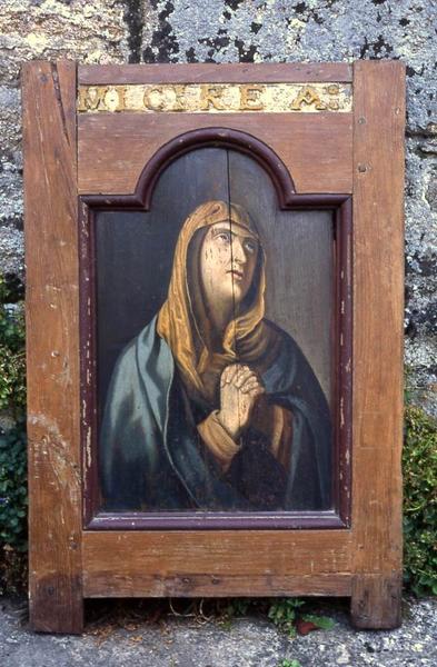 deux tableaux (panneaux peints) : Vierge en prière et Christ outragé - © Monuments historiques