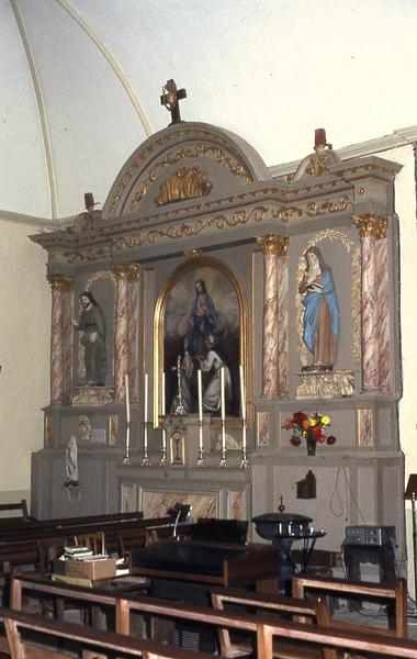 Retable latéral nord, deux statues : Saint Joseph et Sainte Anne et tableau : Le Rosaire