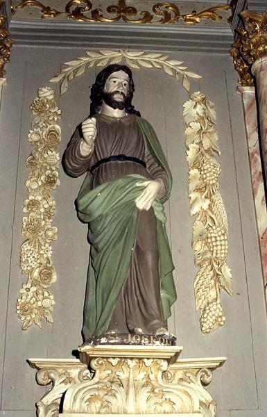 retable latéral nord, deux statues : Saint Joseph et Sainte Anne et tableau : Le Rosaire
