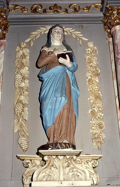 retable latéral nord, deux statues : Saint Joseph et Sainte Anne et tableau : Le Rosaire