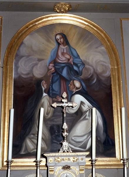 retable latéral nord, deux statues : Saint Joseph et Sainte Anne et tableau : Le Rosaire