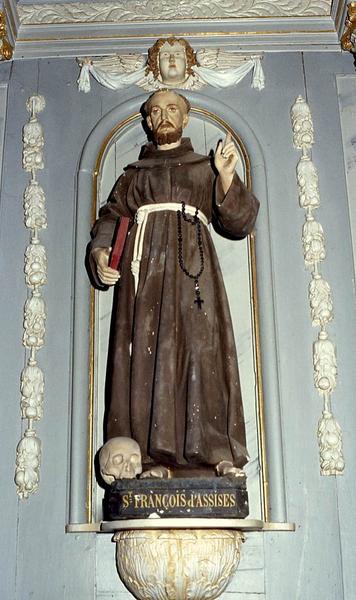 retable latéral sud et deux statues : Saint Jean-Baptiste et Saint François d'Assise